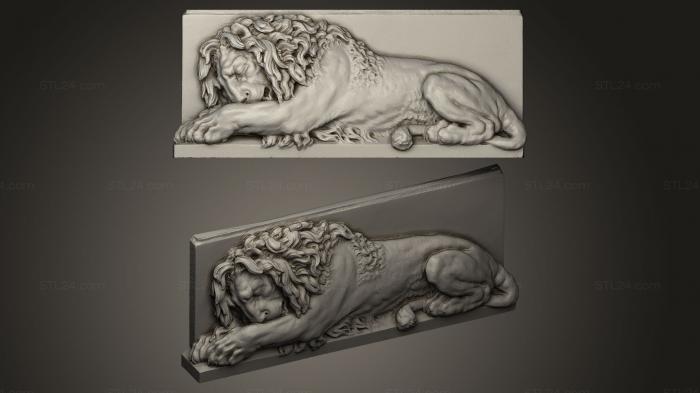 Figurines lions tigers sphinxes (tired lion, STKL_0100) 3D models for cnc